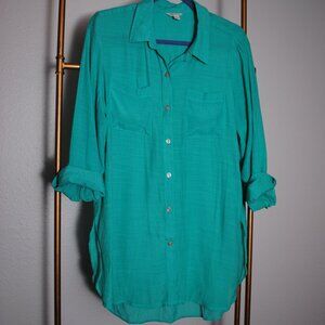 Cato Flowy Turquoise Button Up